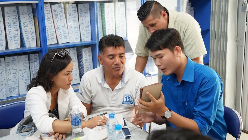 Employees of CEP testing the app