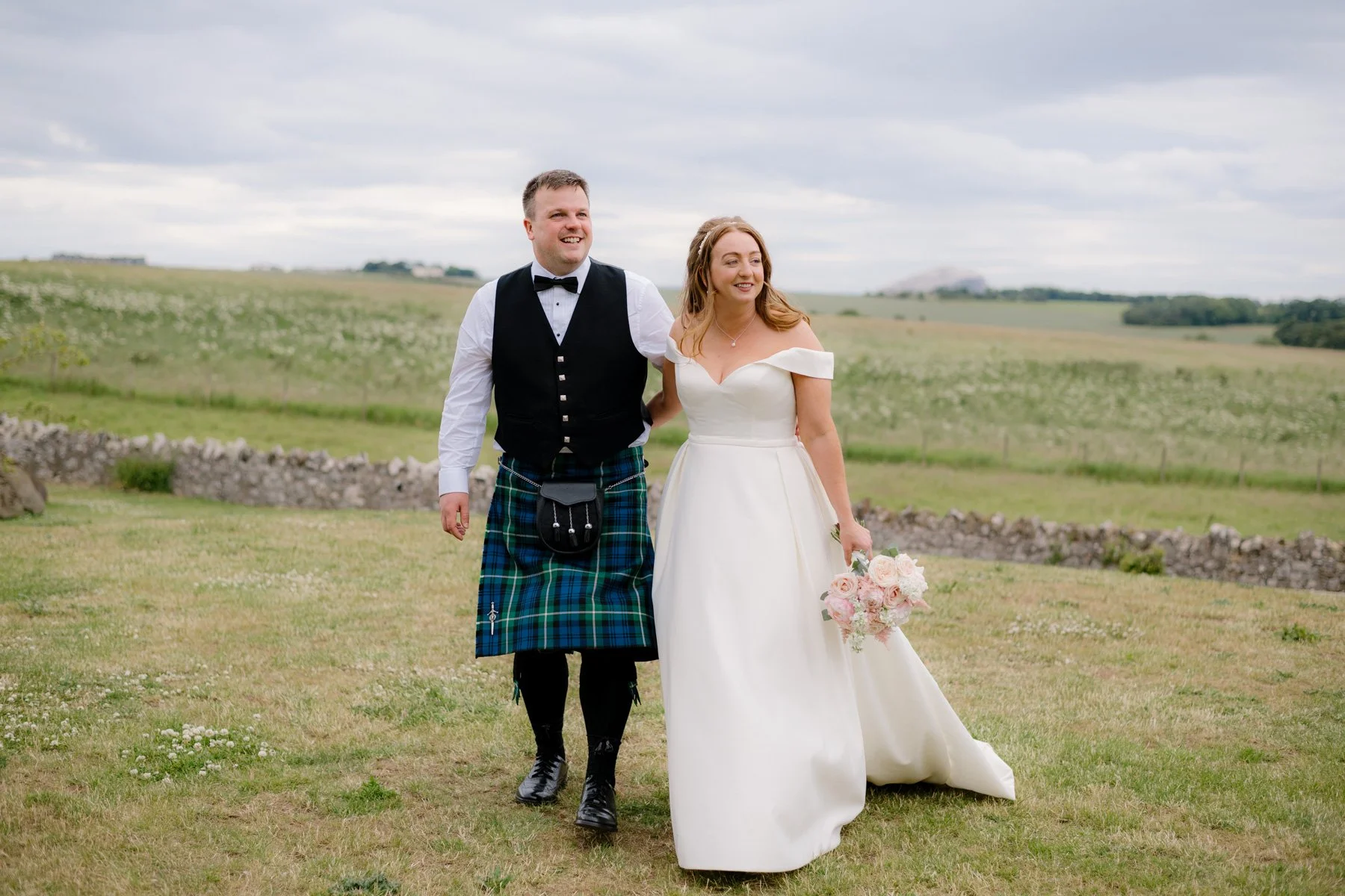 Happy anniversary to these two lovely folk! Claire &amp; Campbell celebrated their wedding day at the beautiful East Lothian coastal venue, Whitekirk Hill, overlooking the bonnie Bass Rock. As the perfect blank canvas space, @lbweddingsandevents was 