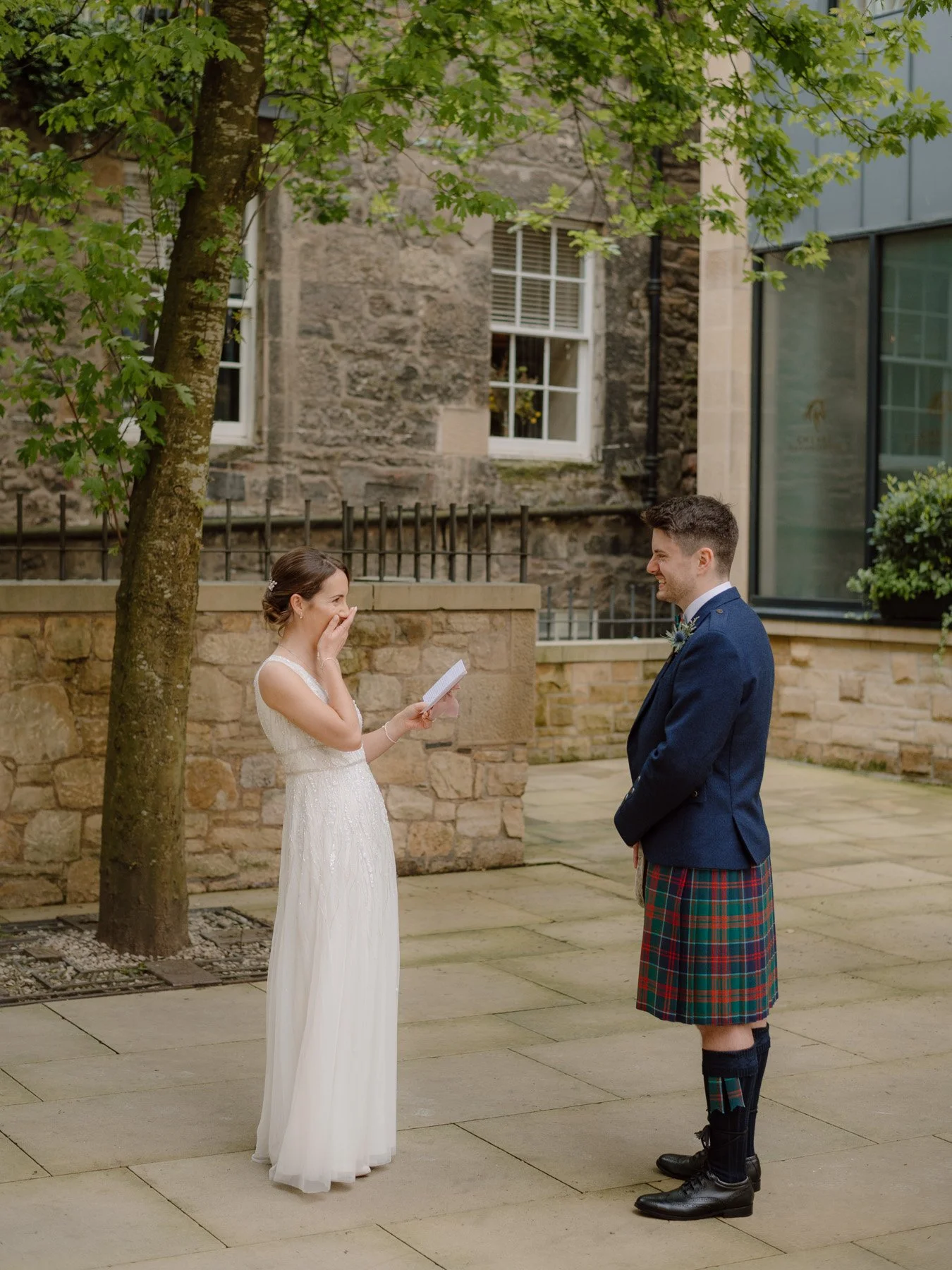 A super sweet vow exchange in a quiet corner of The Royal Mile, Edinburgh.

After their ceremony at The City Chambers with their closest friends and family, Jen &amp; Rory decided to exchange their vows privately. A quiet moment away from the group a