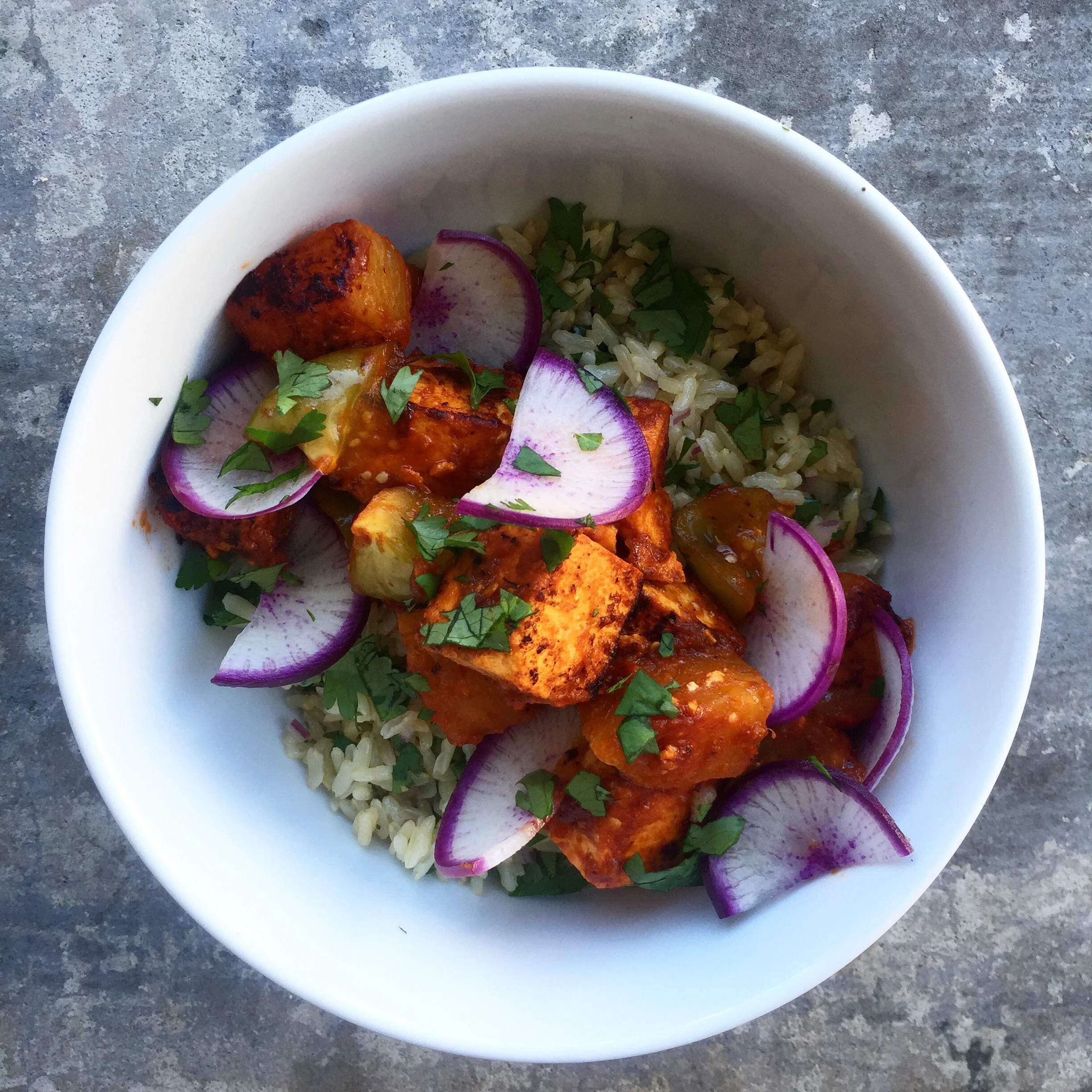 Tofu al Pastor Brown Rice Bowl