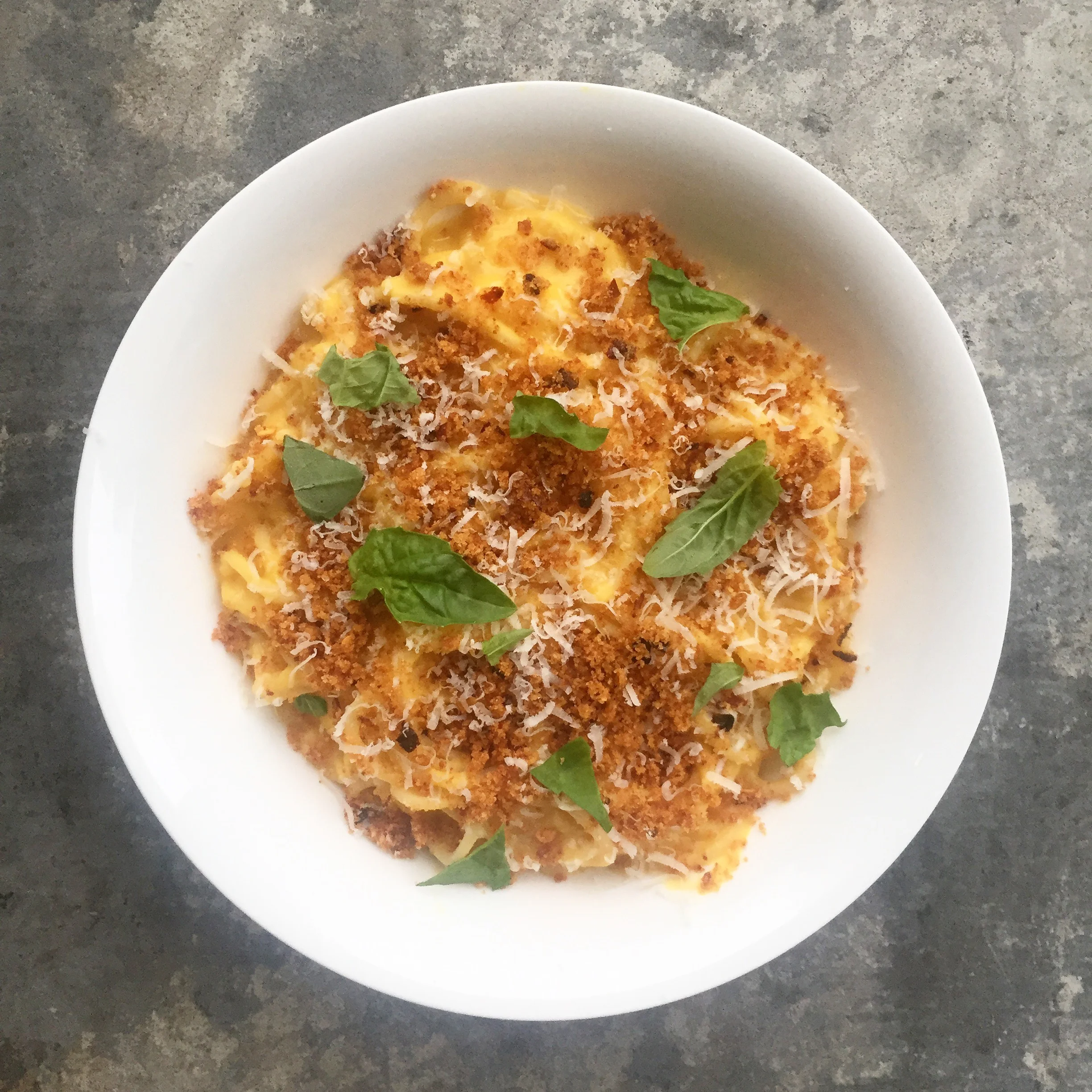 Butternut Squash Spaghetti with Chili Crumbs and Basil