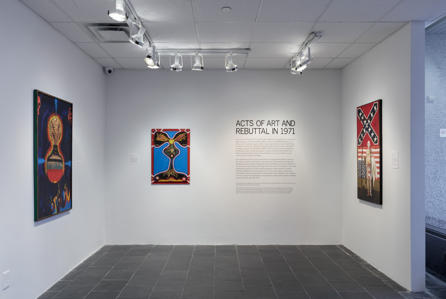  Installation view:  Acts of Art and Rebuttal in 1971 , Hunter College Art Galleries, 2018. Photo by Stan Narten. 