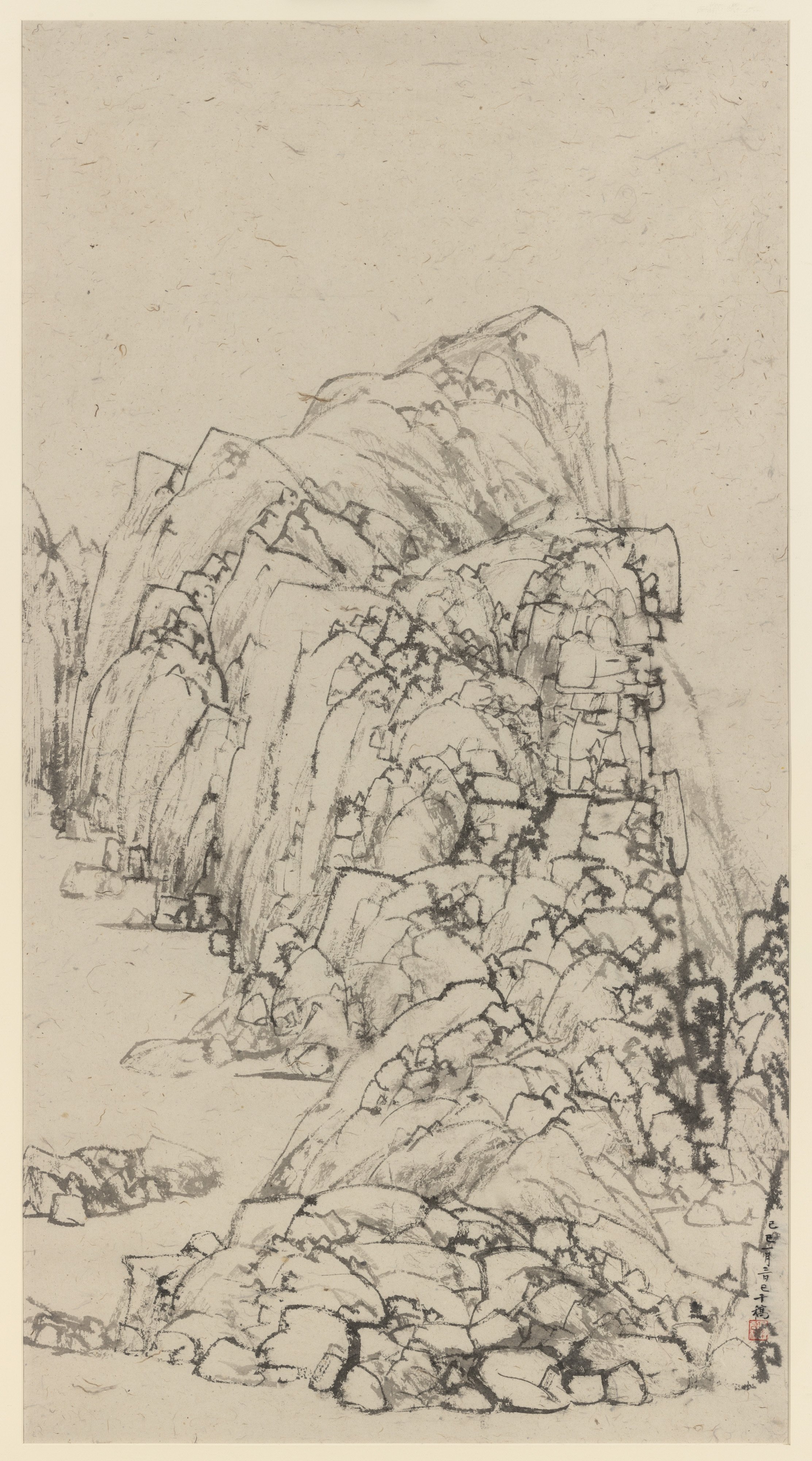  C. C. Wang, no title (Linear Brushwork Experiment), 1989. Ink on paper, 45 x 24 ¼ inches (114.3 × 61.6 cm). Private Collection, New York and Fu Qiumeng Fine Art, New York. Image copyright the Estate of C.C. Wang. Photo: Stan Narten. 