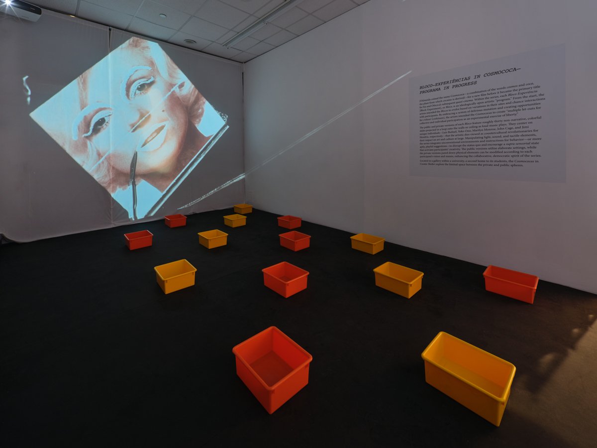  Installation view,  Cosmic Shelter: Hélio Oiticica and Neville D’Almeida’s Private Cosmococas .  Leubsdorf Gallery, Hunter College, October 12, 2023-March 30, 2024. Photo by Argenis Apolinario.  