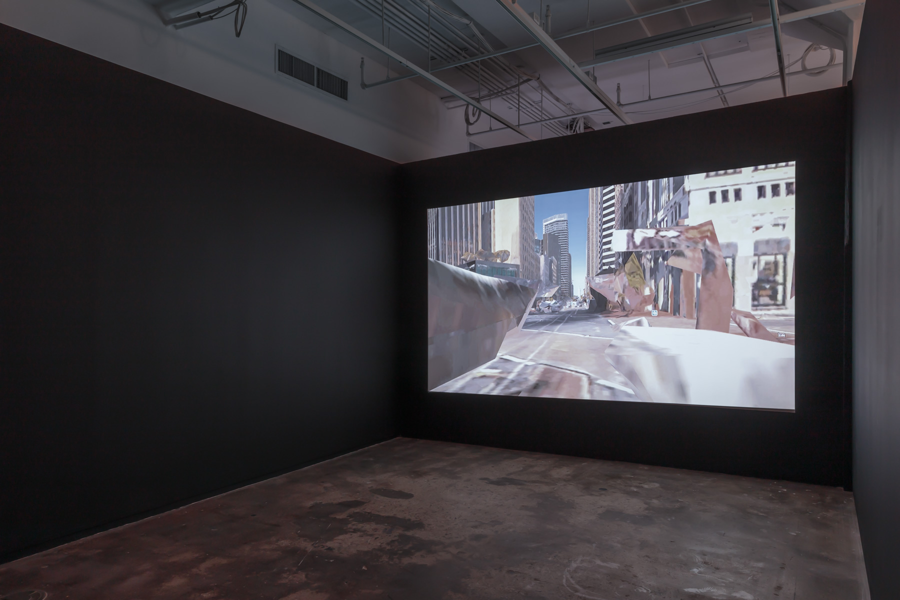  Stephanie Syjuco, Spectral City (A Trip Down Market Street, 1906/2018),  2018. Video, 13 min. 29 sec., sound. Courtesy of Catharine Clark Gallery, San Francisco and RYAN LEE Gallery, New York. Installed in  Refiguring the Future , Hunter College Art