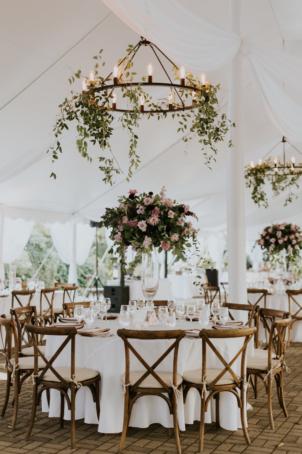  Louisville wedding flowers in reception tent 