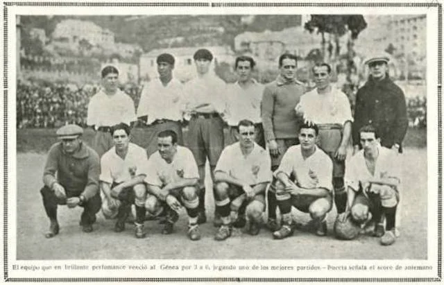  Andrade (back row, second from left) with his Nacional teammates in 1925 // PA Images 