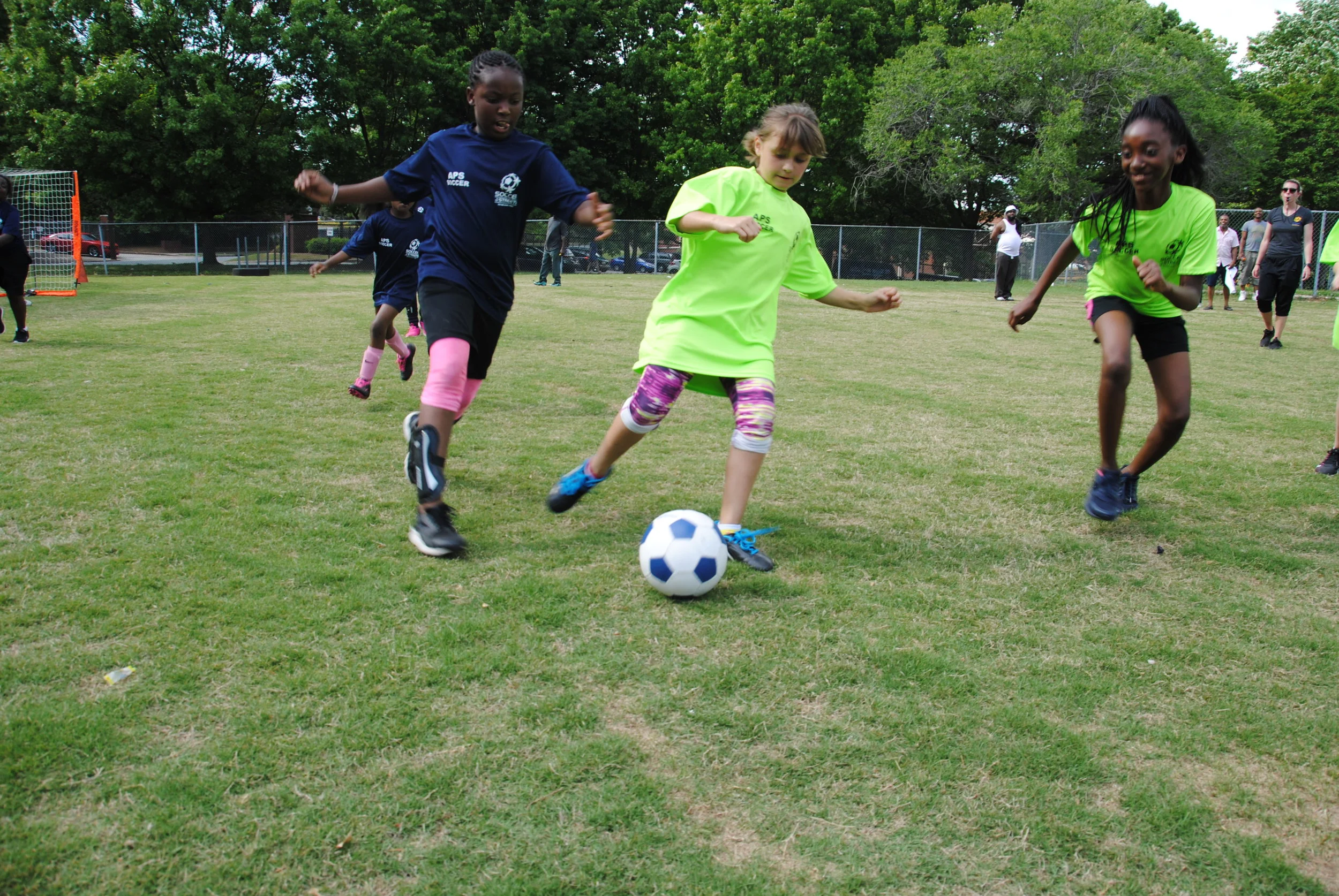  More than 100 girls play soccer at Dunbar Elementary during Soccer in the Streets'&nbsp;final girls game day for the Spring Season,&nbsp;. 