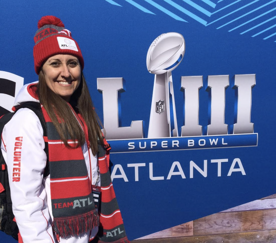 Beth Cianfrone volunteering at the Superbowl Event