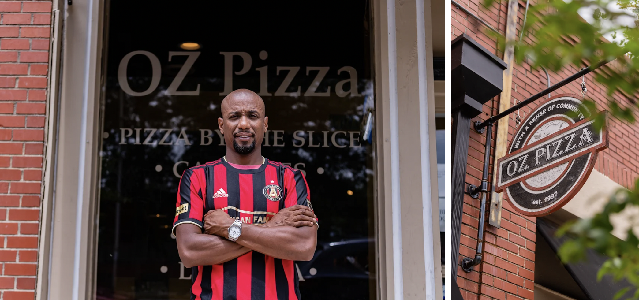 Chris Wiley in front of Oz Pizza’s East Point location