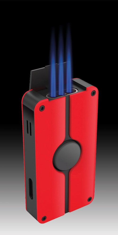 Red JetLine Patriot Triple Jet Torch Butane Cigar Lighter W/ Punch Cutter 