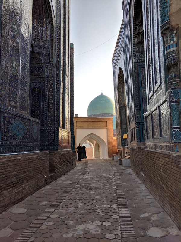   Gorgeous, tiled mausoleums line the alleyways in Samarkand's Shah-i-Zinda complex Photo credit: Matt Robertson  