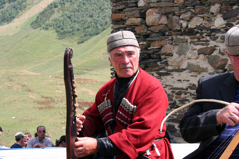   A local singer dons the traditional highland gear of Svaneti     