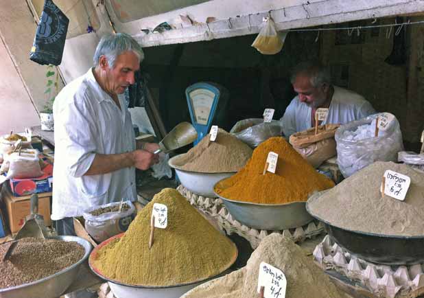  Mounds of spices and spice mixes for Megrelian dishes are a common sight in Georgia Photo: John Wurdema n  