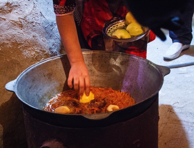   Heads of garlic are added to the  plov  concoction  Photo credit: Lindsay Fincher 