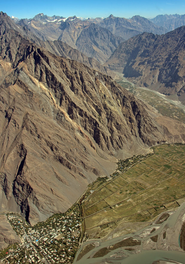   Although just miles apart, this aerial view of Tajikistan’s topography shows how isolated villages can be   Photo credit: Jake Smith 