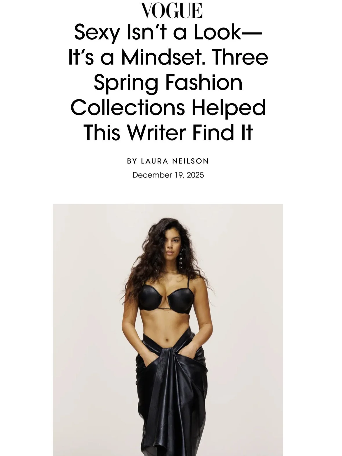 Vogue | Sexy Isn’t a Look—It’s a Mindset. Three Spring Fashion Collections Helped This Writer Find It