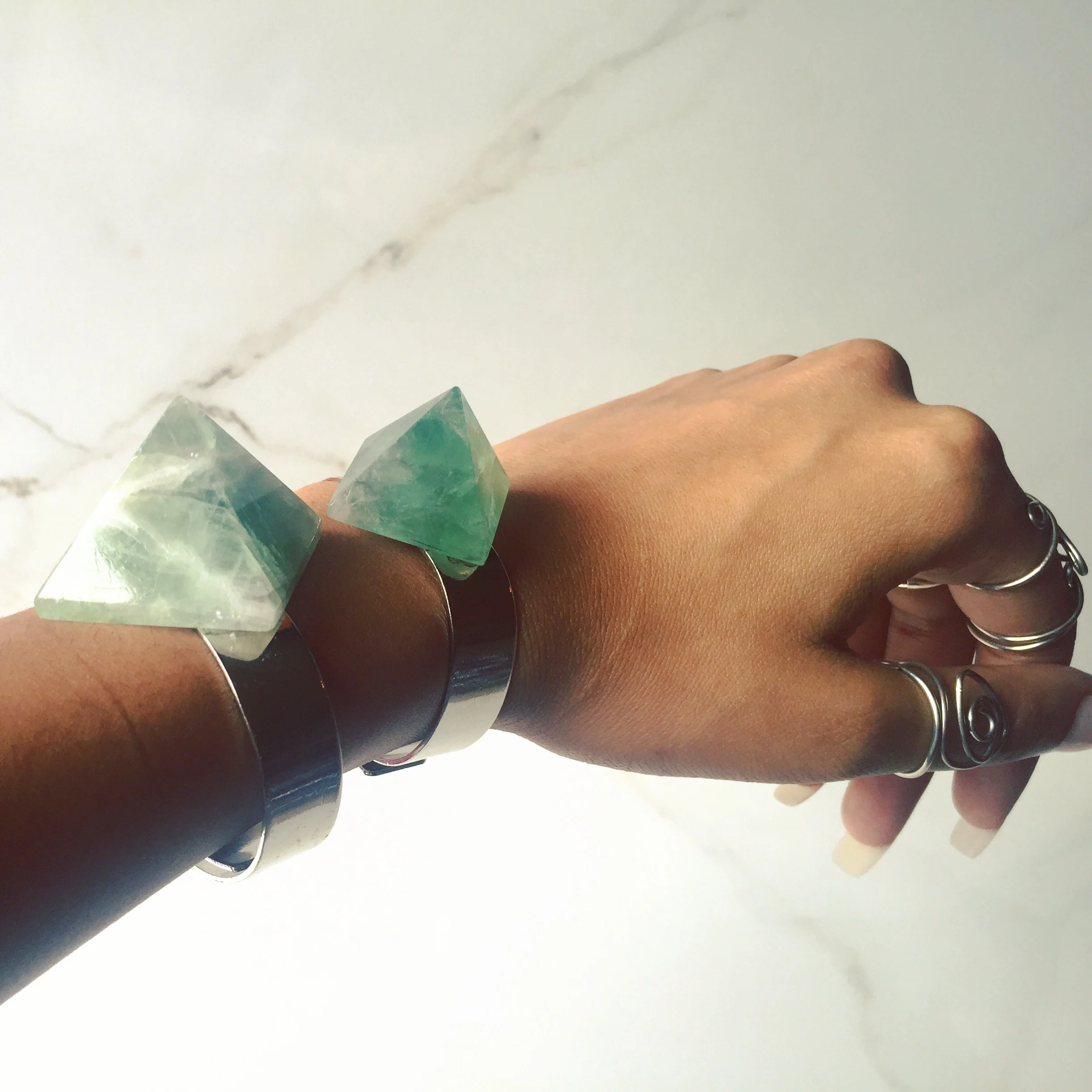 Fluorite Crystal Cuff Bracelet