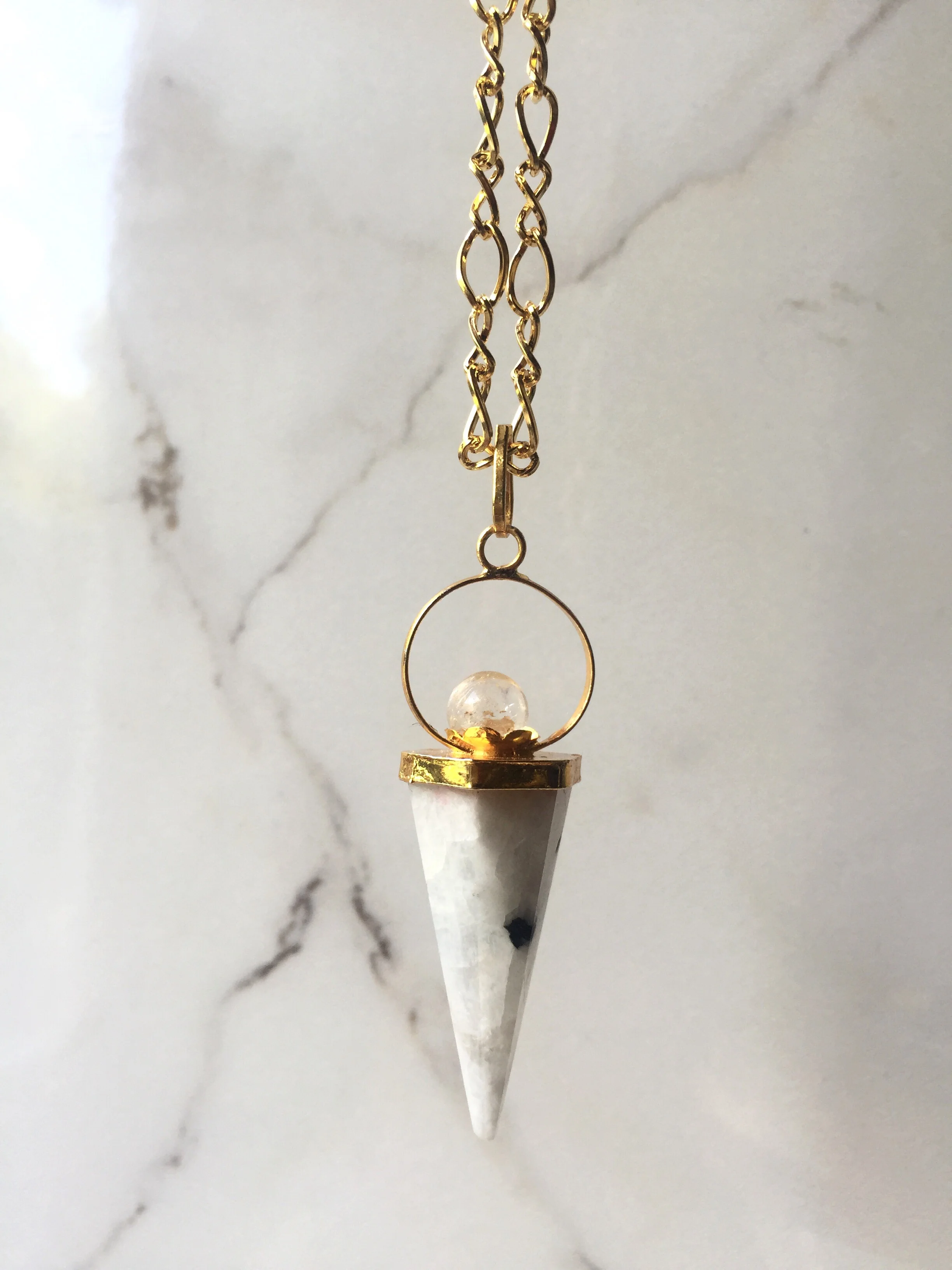 Gold Plated Rainbow Moonstone Necklace