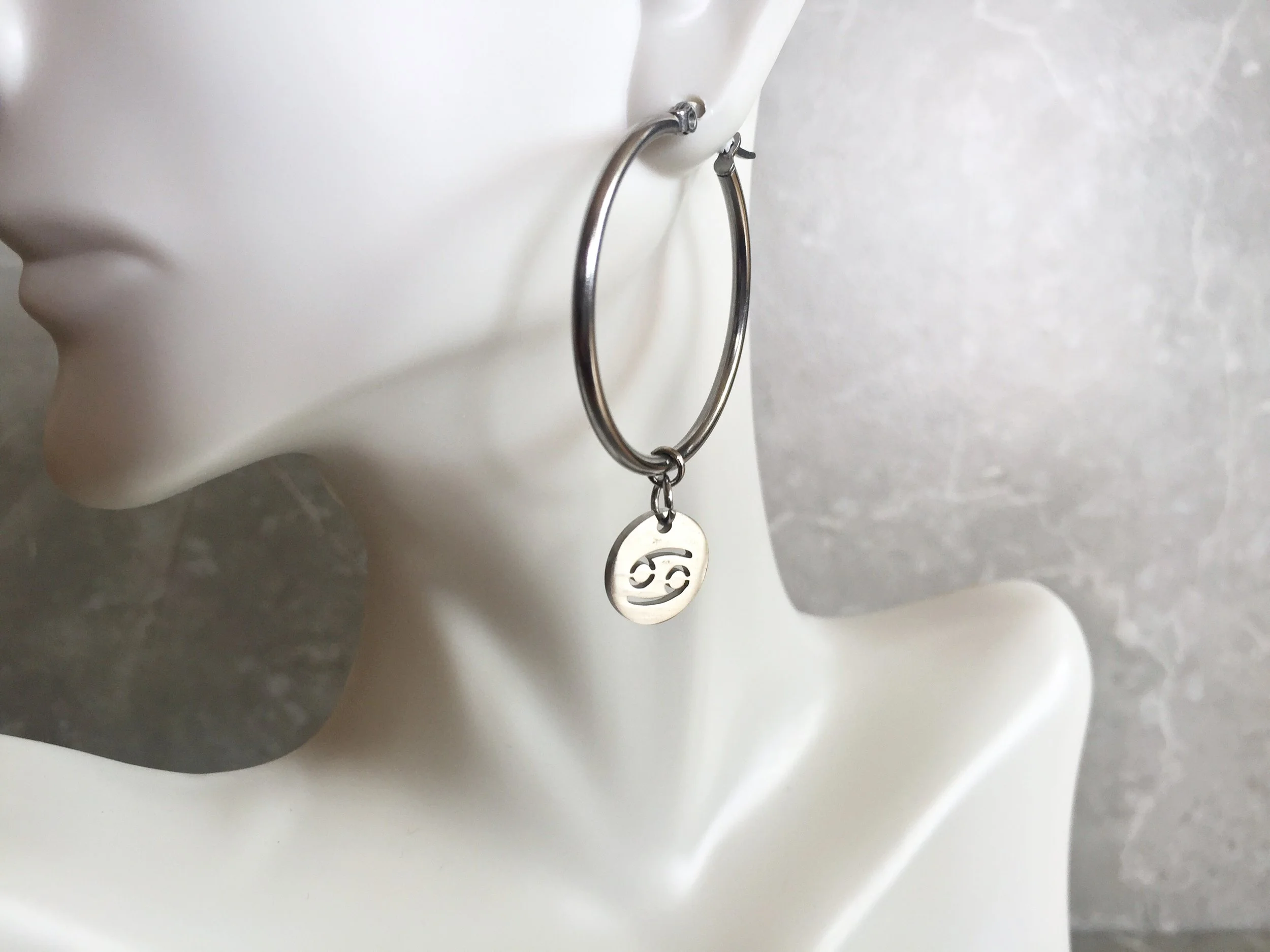 silver zodiac earrings