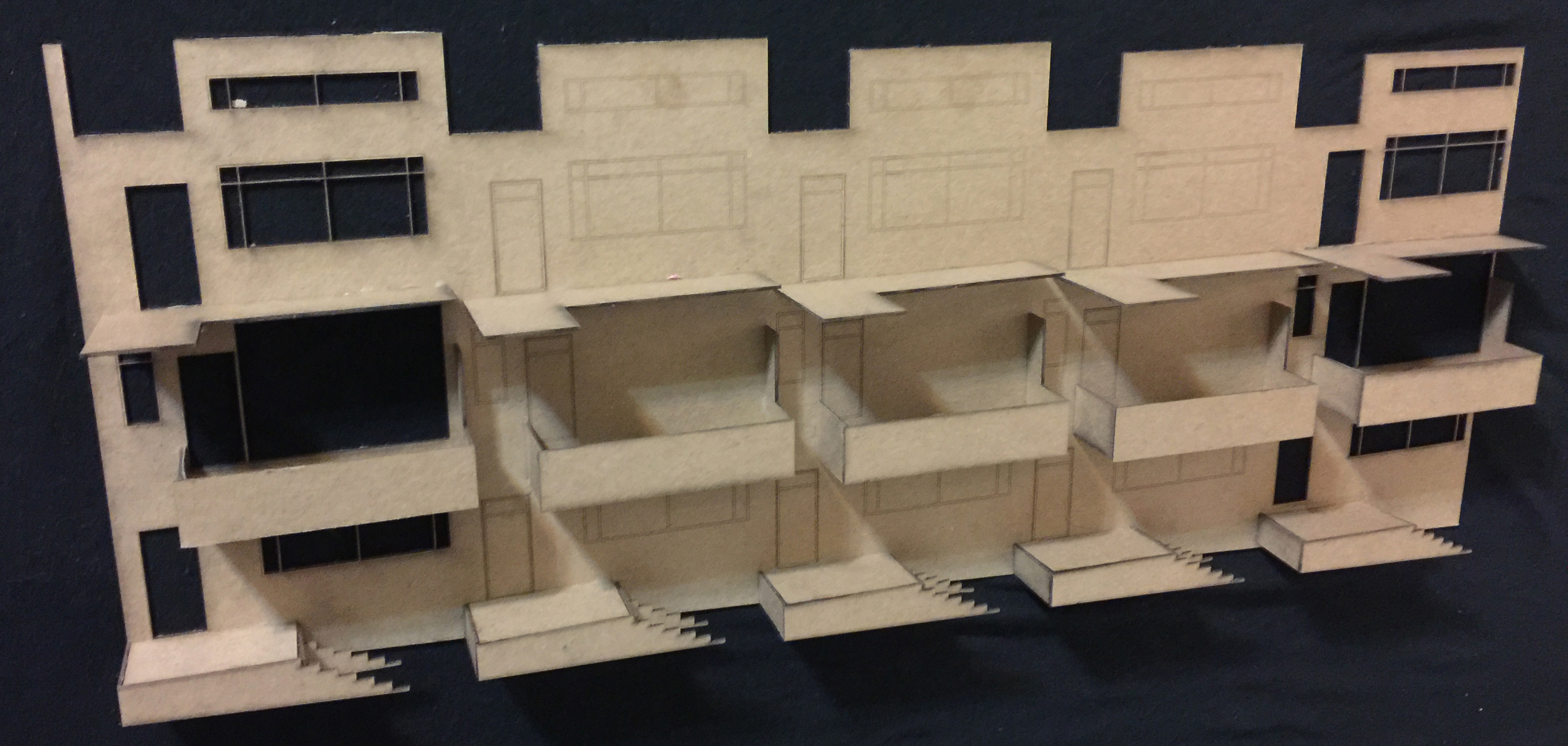 Facade study model || Chipboard, AutoCAD