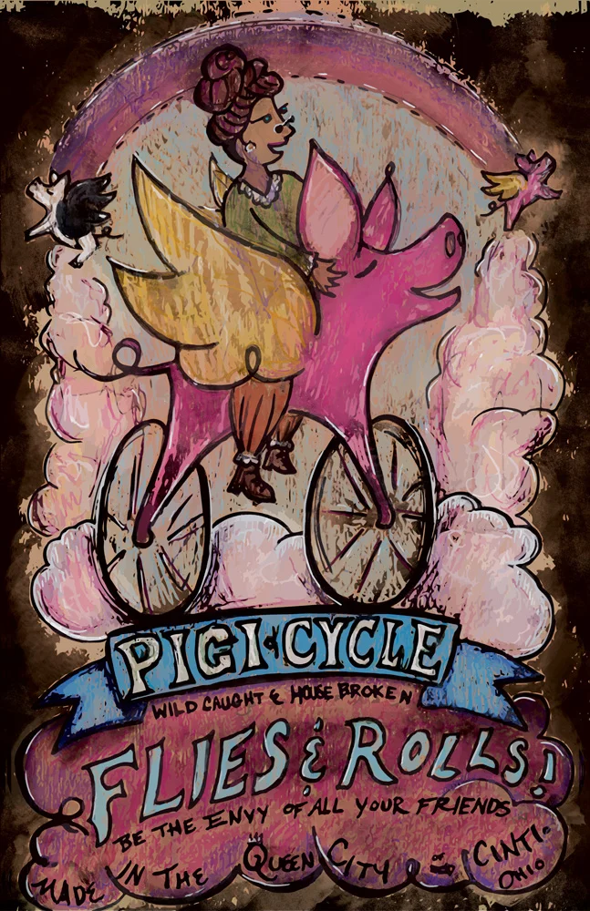 Pigicycle Advertisement. 11" x 17". Crank Up Cincy poster submission for Bike Month 2015.