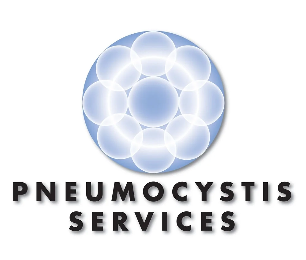 Pneumocystis Services, a microbiological drug testing start-up two-color logotype.