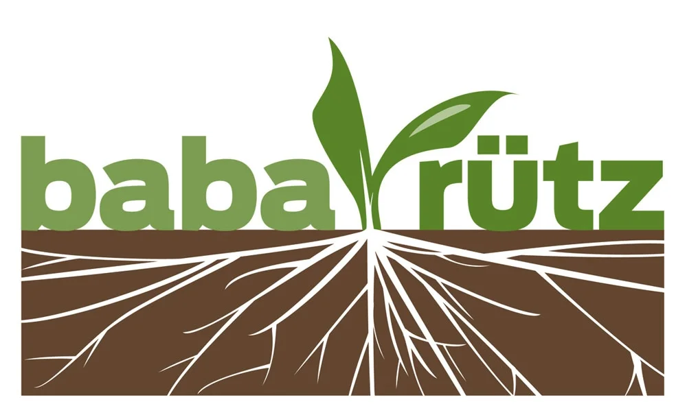 Baba Rütz, an aquaponics start-up, two-color logotype.