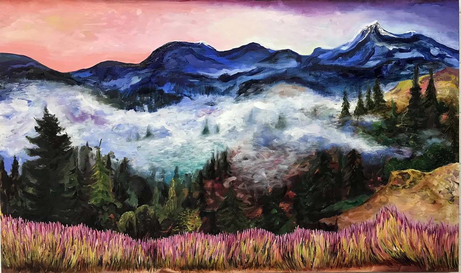 During Dusk , Courchevel, oil on canvas, 120x200 cm. 