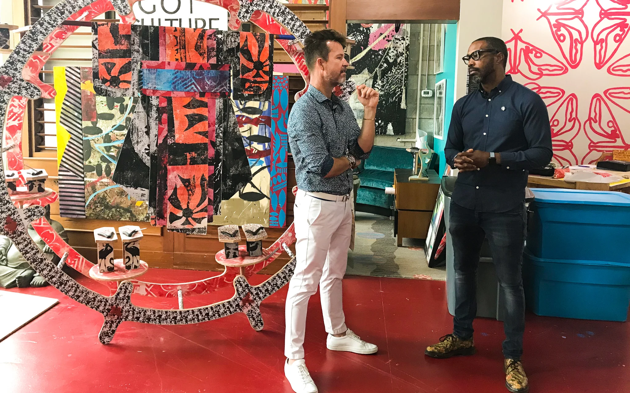Shawn M. Sawyer and John Cox in The Studio space just outside John's office.