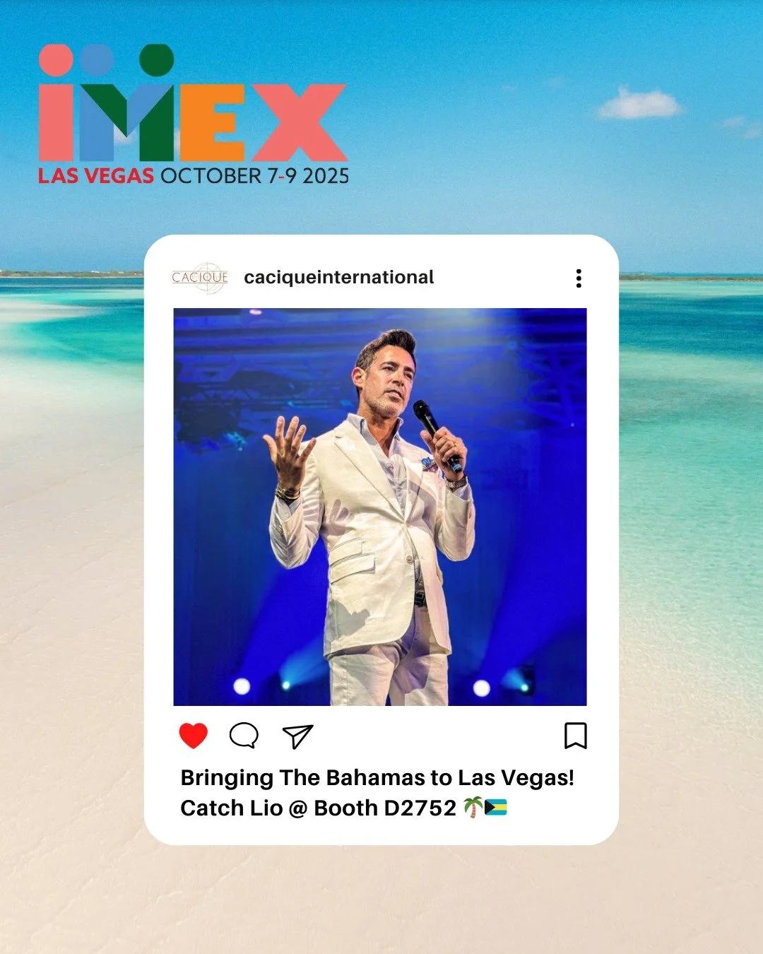 Look out for these two legends at #IMEXAmerica this October. They bring equal parts expertise, creativity, and Bahamian sunshine to every conversation. ☀️🇧🇸

🌴 Lio Mograbi and Charles Adderley will be at Bahamas Booth D2752, representing Cacique I