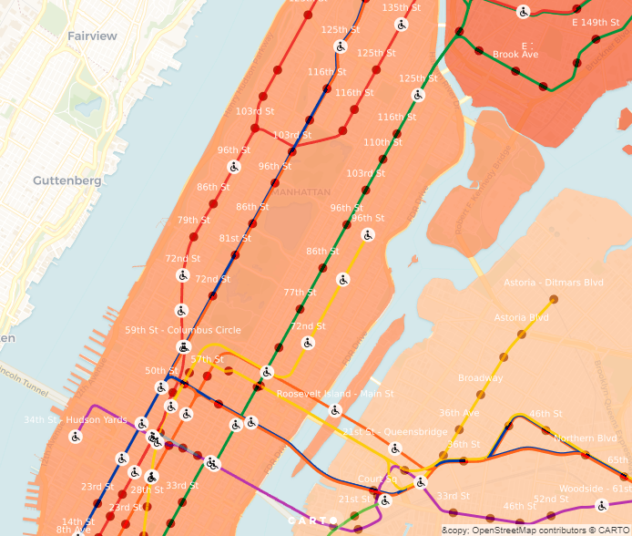 Manhattan view- accessible stations