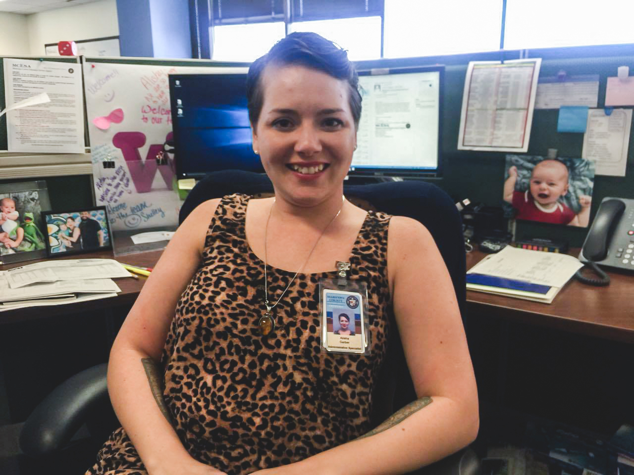 Alisha and her ever-tidy desk.
