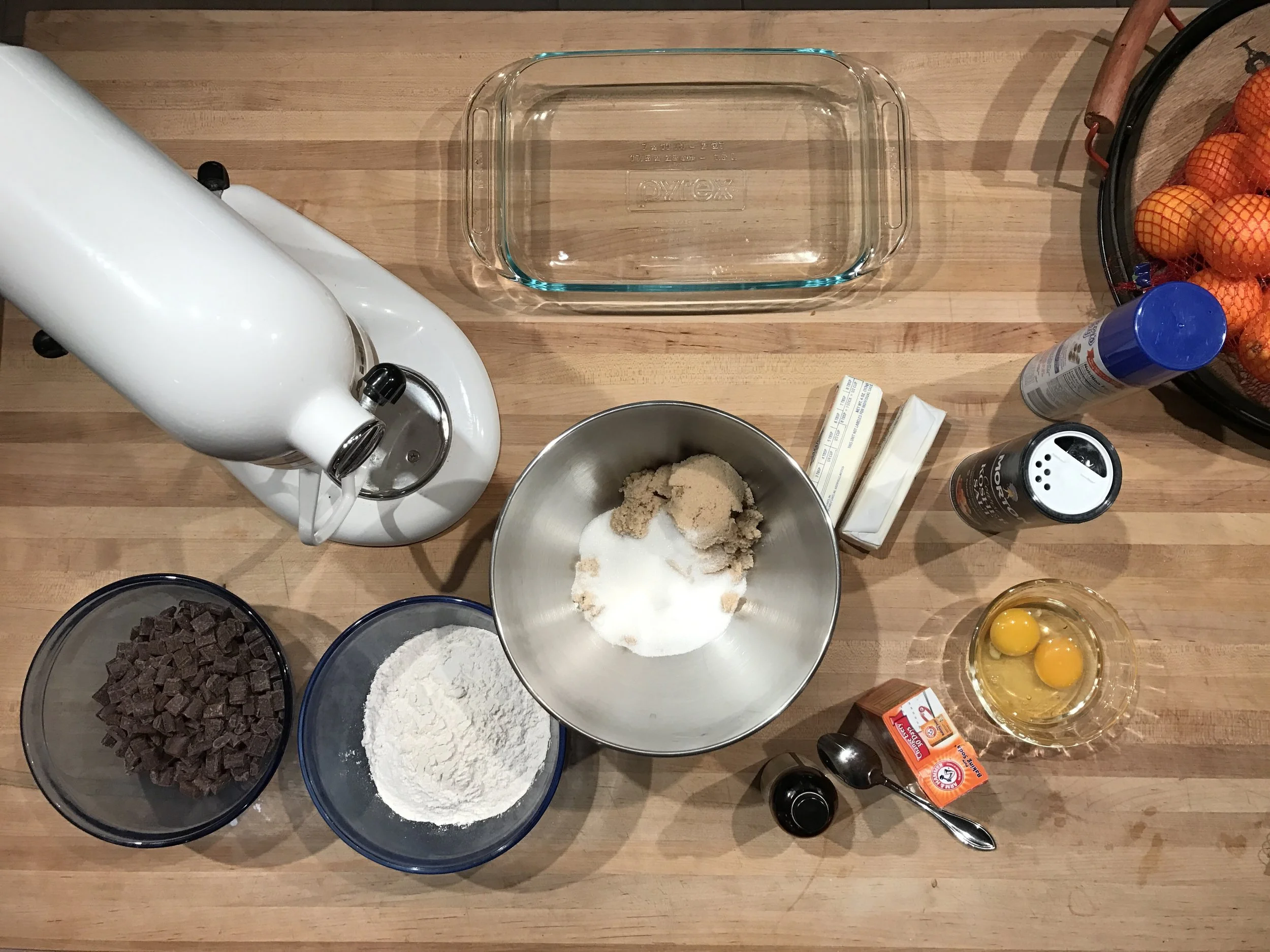 Get it all out there, baby. Setting out a neurotic mise en place doesn't guarantee success but it sure gives you a firm footing. In addition to setting out the correct amounts of a component, think about the temperature of those elements. Unless a recipe specifically calls for a cold ingredient assume that each element should be at room temperature. 