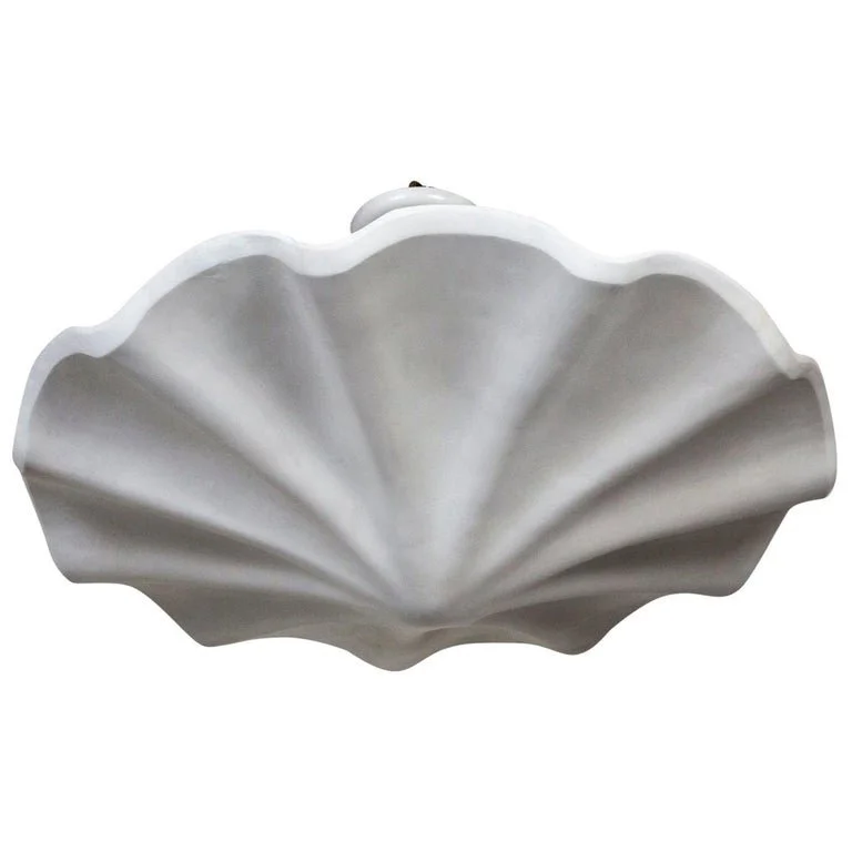 Large (29") Smooth Undulating White Plaster Shell Pendant Light