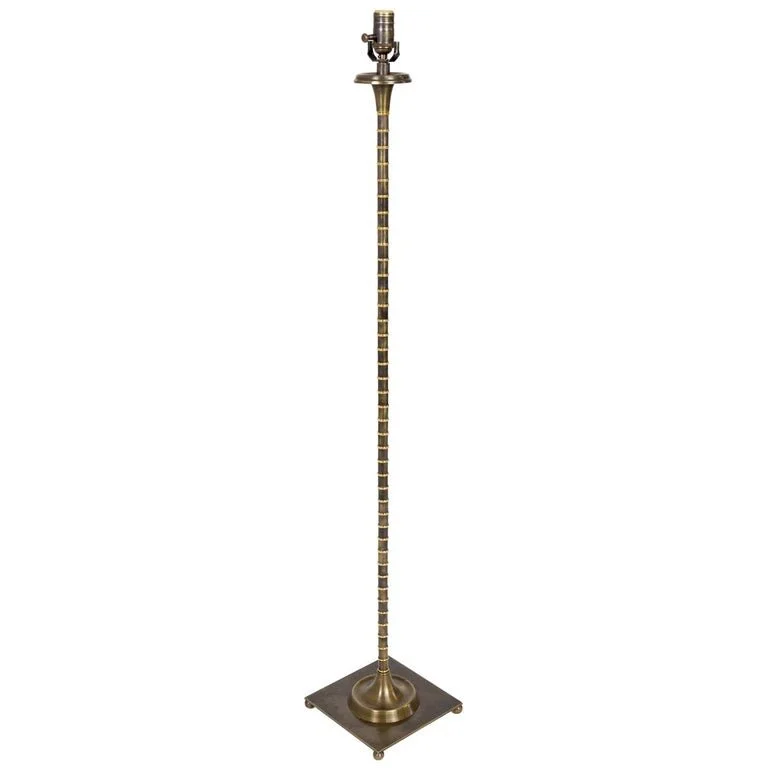 Hollywood Regency Ribbed Brass Floor Lamp