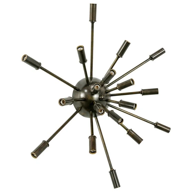 Darkened Brass Starburst 18-Light Sputnik Flushmount