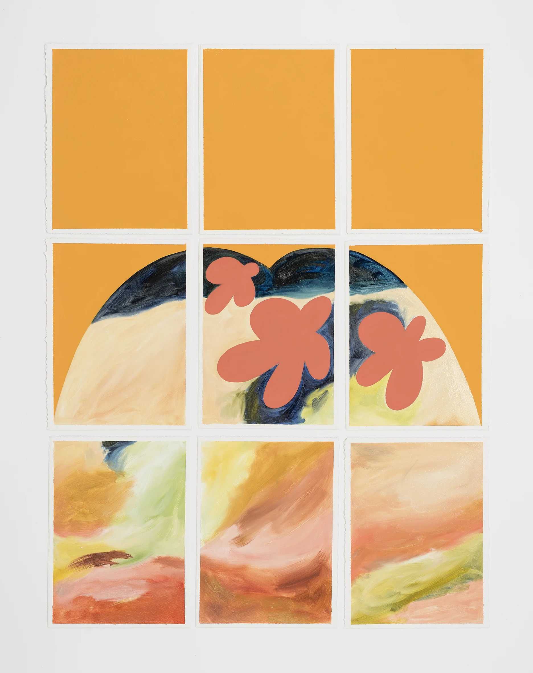 Untitled Oil, enamel and acrylic paint on archival paper 2019 56 x 76 cm Photo by Rebecca McCauley and Aaron Claringbold