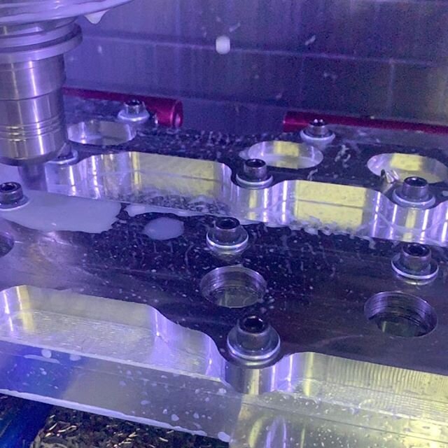 Roughing out some 304ss port matched  Flanges. #manufacturing #racecar #instamachinist #haas_automation