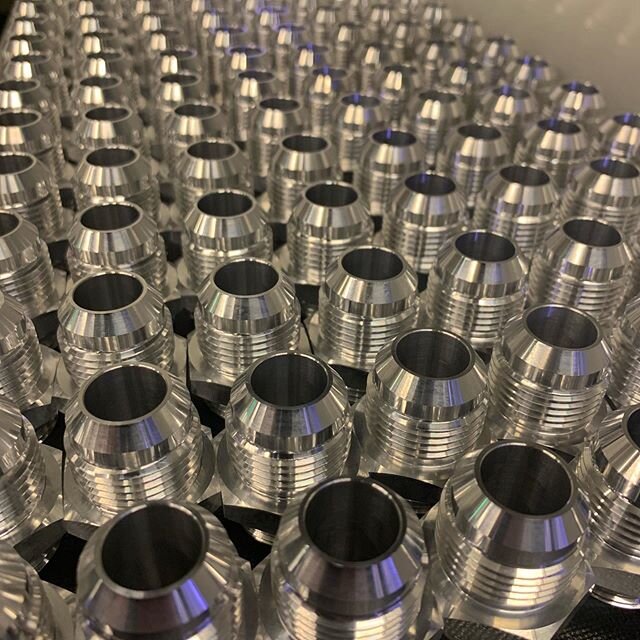Quick batch of some fittings headed off to their customer.  #manufacturing #design #performance #racecar