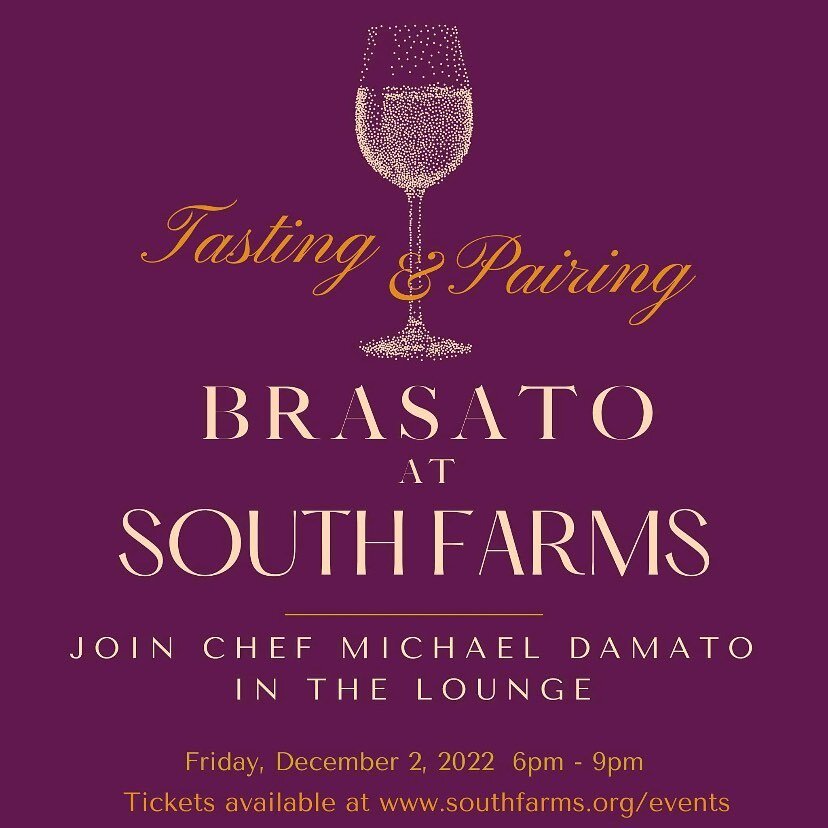 Join us Fri, December 2, as Chef Michael Damato brings delicious hand-made Italian cuisine to the Lounge @southfarms for a cozy and casual small-plate dinner with wine pairing. 🍷 🇮🇹
&bull;
Get your tickets today! Tickets 🎟 available at 👇🏻 
sout