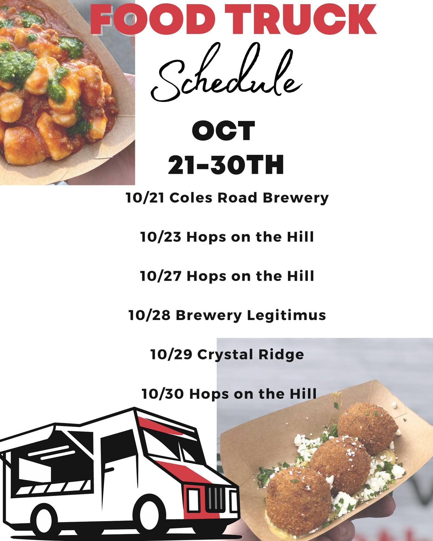 Join us tomorrow @colesroadbrewing and these other great locations all this month! 
&bull;
10/21 Coles Road Brewery 

10/23 Hops on the Hill 

10/27 Hops on the Hill 

10/28 Brewery Legitimus 

10/29 Crystal Ridge 

10/30 Hops on the Hill