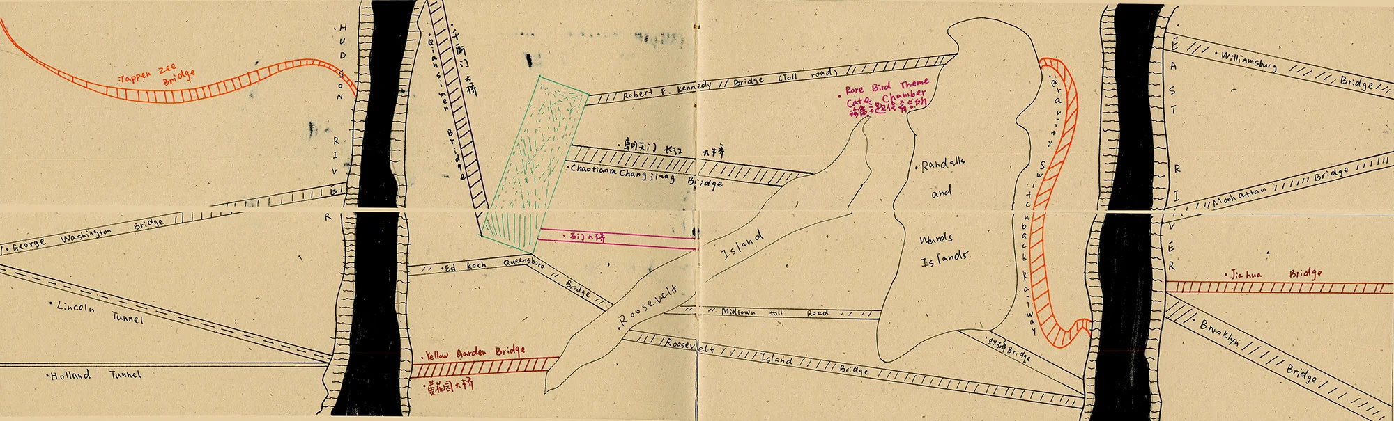 River Book I(Top), River Book II(Bottom), Page 7 Bridges Scene Bridges artificially connect ravines.