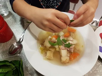 small hands can help add spinach