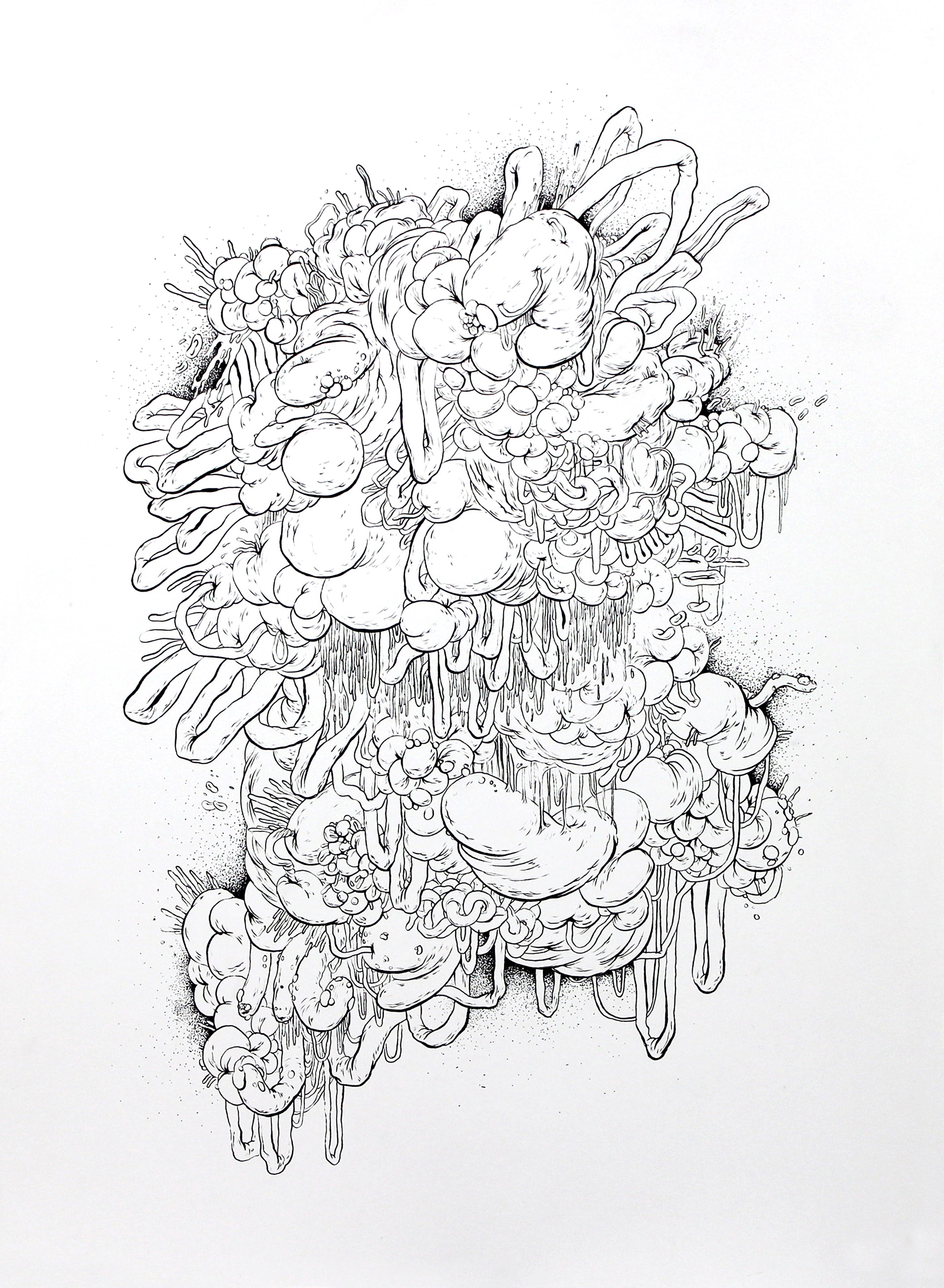 Mish-Mash No. 1, ink on paper, 30 x 25.5 in
