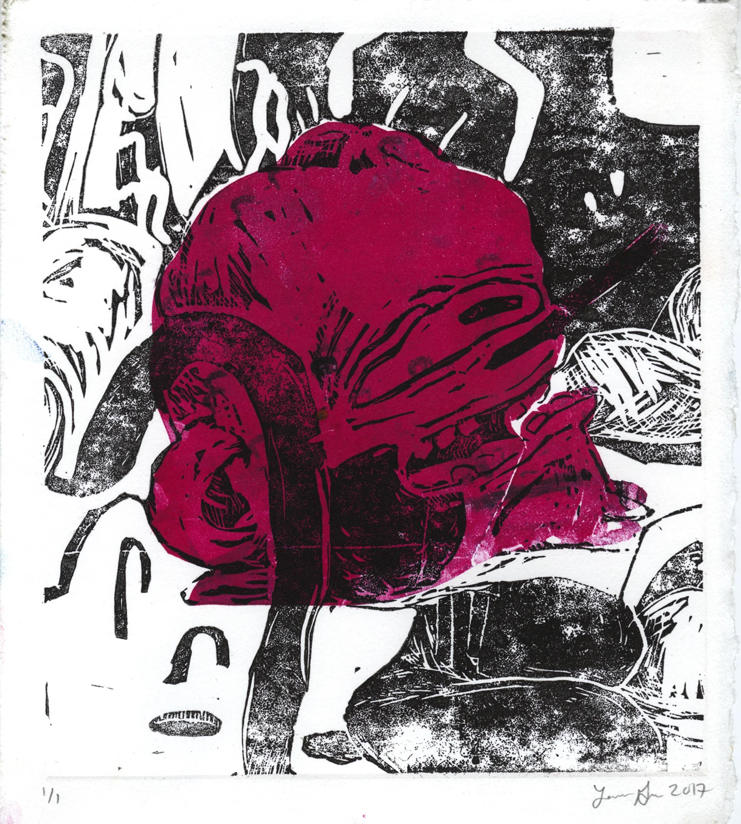   Excerpt 1,&nbsp;&nbsp; monoprint on paper, 8 x 8 in. 