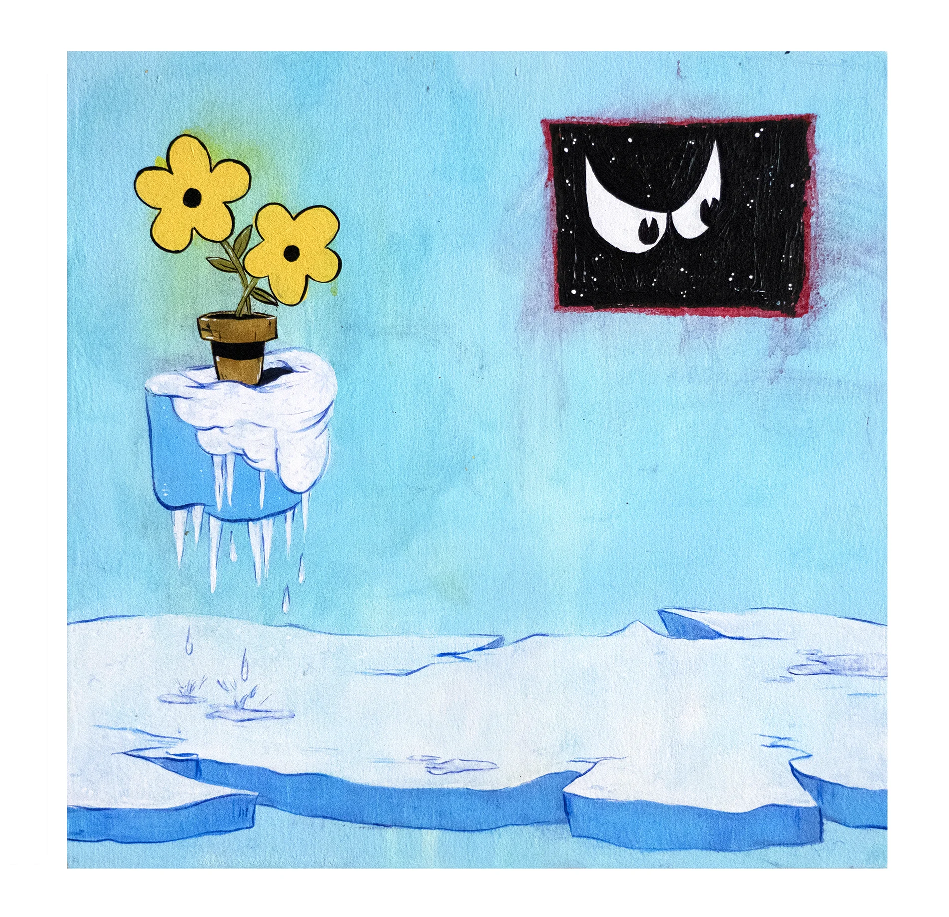 Few and Far Between, acrylic and pastel on panel, 10 x 10 in