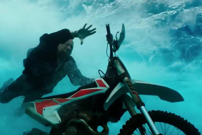 Yes that is Vin Diesel riding a Motorcycle underwater.
