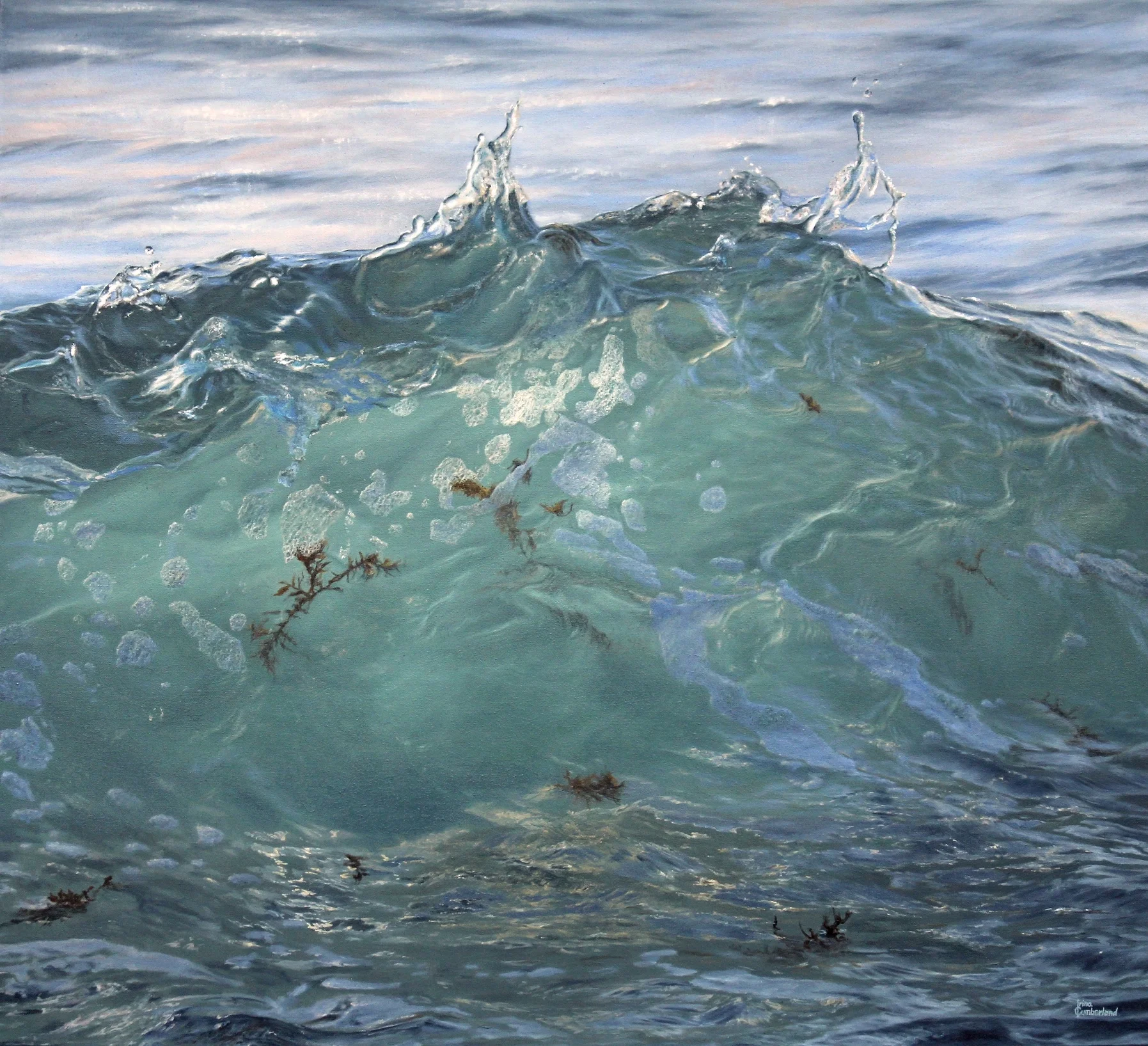 "Beyond the Surface”, 33”x36”, oil on recycled plastic canvas
