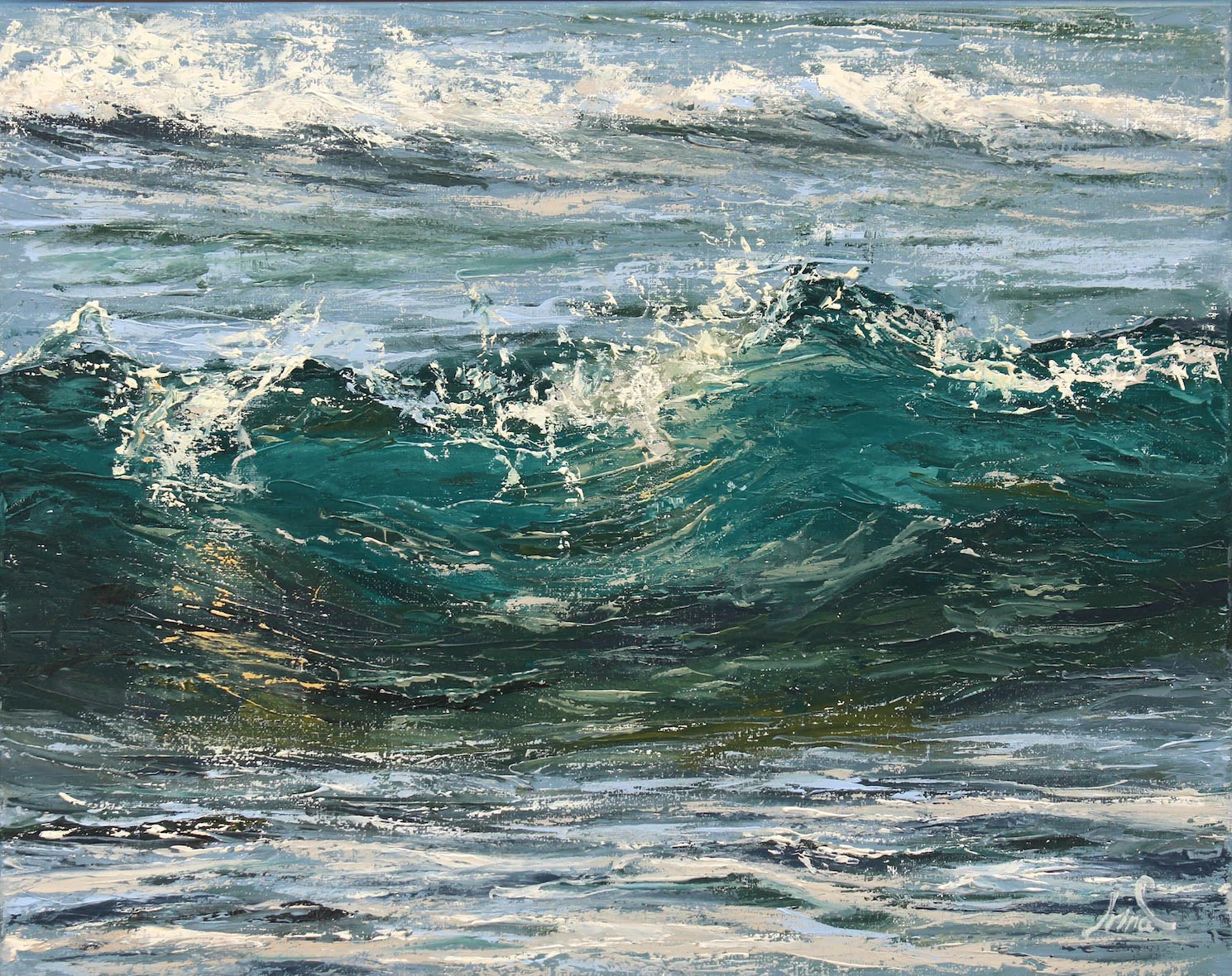 "Emerald Wave", Oil on linen, 11"x14"